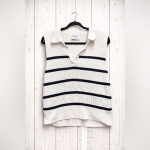 Old Navy White and Black Striped Sweater Vest